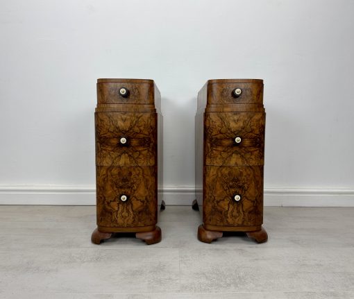 Art Deco Walnut Bedside Tables - Image 2