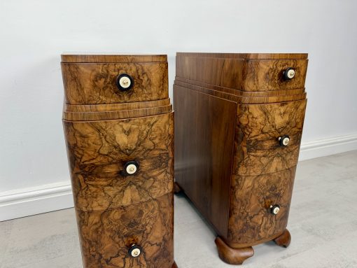 Art Deco Walnut Bedside Tables - Image 4