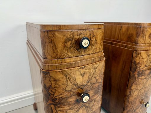 Art Deco Walnut Bedside Tables - Image 5